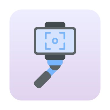 Akıllı telefon web simgesi, vektör illüstrasyonlu selfie çubuğu 