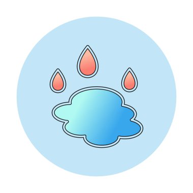 Su damlaları ve su birikintisi ikonu, veteriner illüstrasyonu 