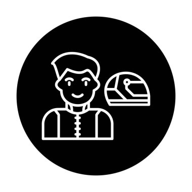 Araba Yarışçısı simgesi, vektör illüstrasyonu 