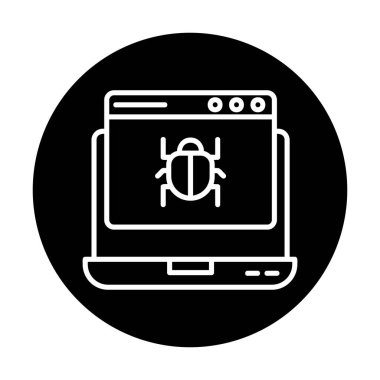 Kötü amaçlı yazılım ikonu tarafından enfekte edilen basit düz dizüstü bilgisayar 