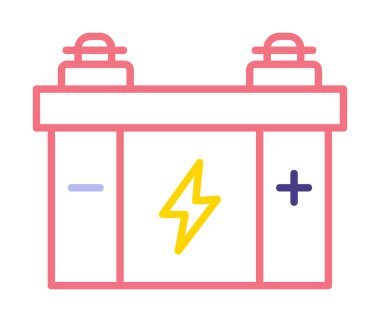 Basit düz araba akü ikonu vektör illüstrasyon tasarımı