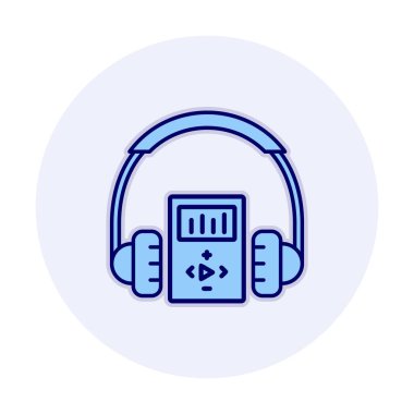 Düz kulaklık simgesi, web afişi, web ve mobil, bilgi grafikleri için vektör illüstrasyon kavramı.