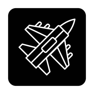 Jet Fighter ikonu. Askeri uçak uçuşu. vektör illüstrasyonu