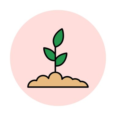 Yer simgesinde büyüyen bitki, vektör illüstrasyonu 