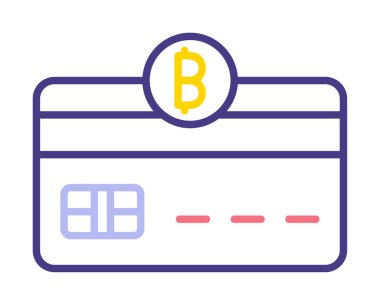 Bitcoin cüzdan simgesi, bitcoin simgesi olan kredi kartı, vektör illüstrasyonu 
