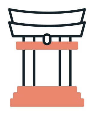 Basit Japon Tori Kapısı simgesi, vektör illüstrasyonu