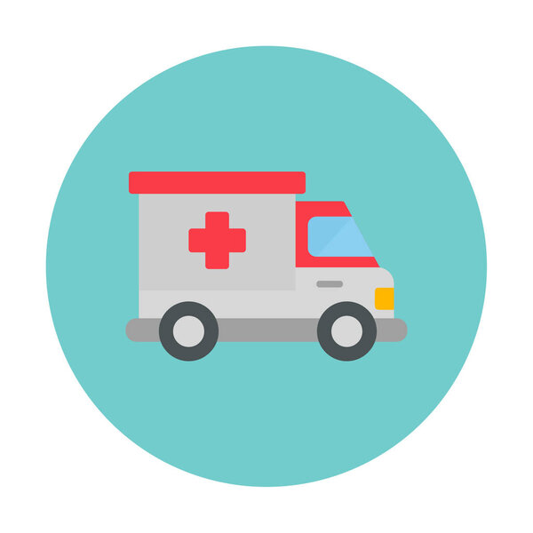 ambulance car icon, color vector illustration