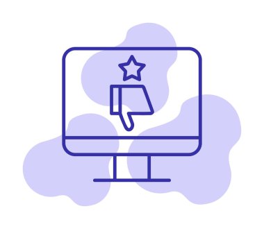 Kötü İnceleme simgesi, vektör illüstrasyonlu basit ekran