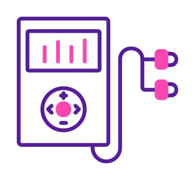 Kulaklık simgesi, vektör illüstrasyonlu Mp3 oynatıcı