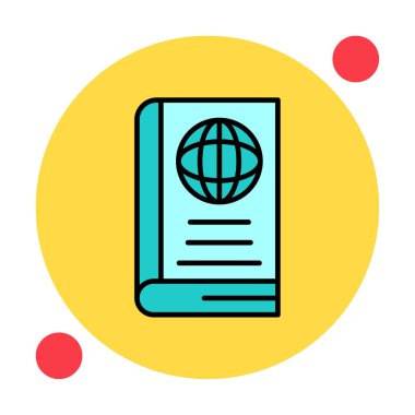 Basit Dünya Kitabı simgesi, vektör illüstrasyonu