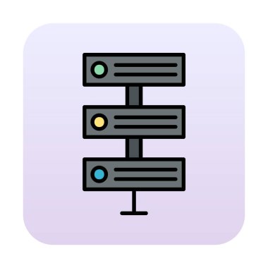 Ağ sunucu simgesinin vektör illüstrasyonu. Veritabanı basit simgesi 