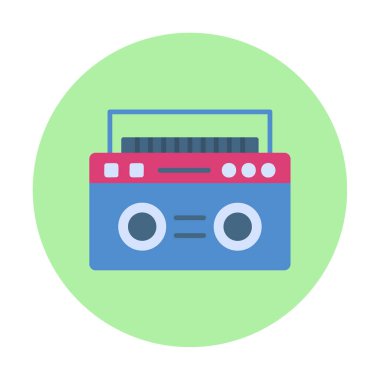  Boombox düz simgesi, vektör çizimi