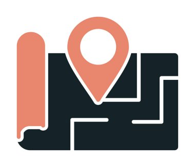 Konum iğnesi, vektör illüstrasyonlu harita simgesi