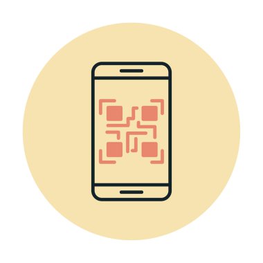 Akıllı Telefon Ekran Web simgesi Qr Kodu, vektör illüstrasyonu 