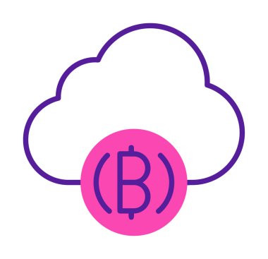 Bitcoin simgesi olan bulut, vektör illüstrasyon grafik tasarımı