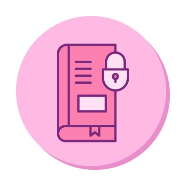 Asma kilit simgesine sahip kitap, vektör illüstrasyon tasarımı, Güvenli Kitap sembolü 