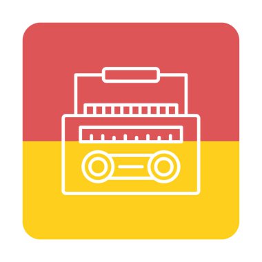 Basit düz Radyo Cassette ikon vektör illüstrasyonu  