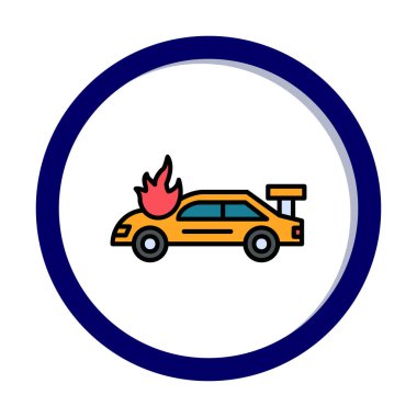 Yanan Araba ikon vektör illüstrasyonuName
