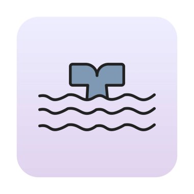 Moda tarzında izole edilmiş arka planda su ikonu olan balina kuyruğu