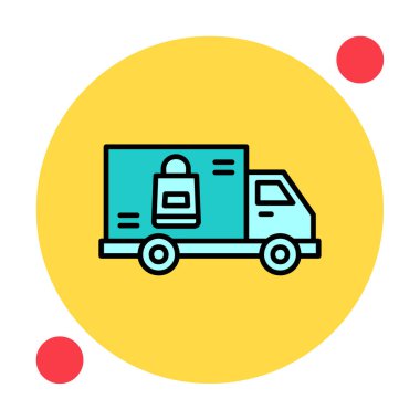 Teslimat kamyonu vektör simgesi modern basit illüstrasyon                        