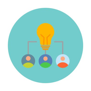 Takım Fikri, ampul ve iş dünyası ikonu, vektör illüstrasyonu