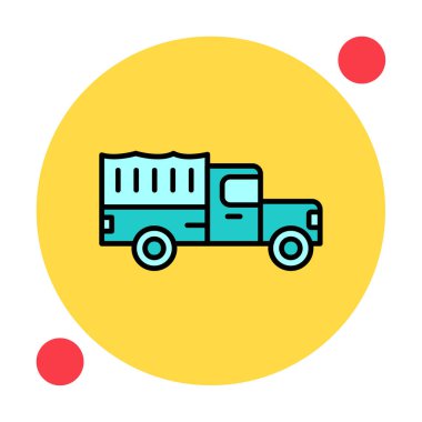 Askeri Kamyon ikonu vektör illüstrasyonu