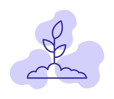 Yer simgesinde büyüyen bitki, vektör illüstrasyonu 