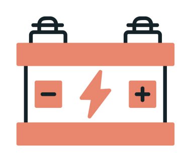 Araba aküsü simgesi. Ağ için Kataloglayıcı imza vektör simgesinin düz çizimi.