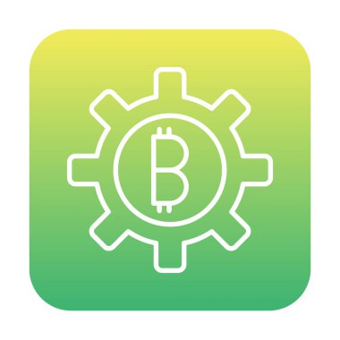 Bitcoin dişli çizgisi simgesi, vektör illüstrasyonu 