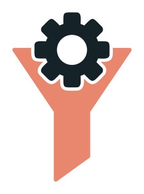 Vites simgesiyle filtre hunisi, vektör illüstrasyonu