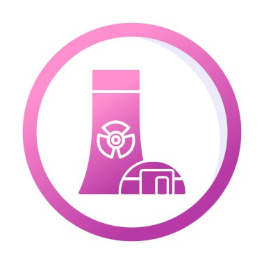 Nükleer enerji santrali ikon vektör illüstrasyon grafik tasarımı                        