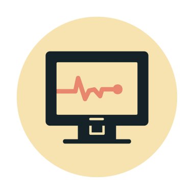 Basit kardiyogram simgesi, vektör illüstrasyonu