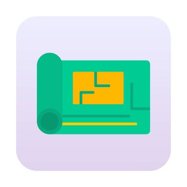 harita düz simgesi, vektör illüstrasyonu