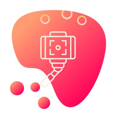 Akıllı telefon web simgesi, vektör illüstrasyonlu selfie çubuğu 