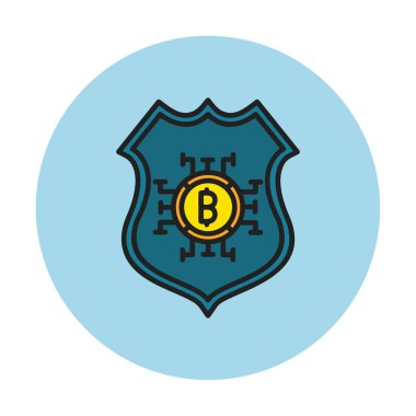 Bitcoin ve Shield çizgi vektör simgesi