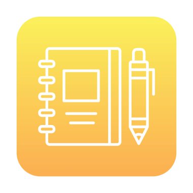 Çizim defteri ve kalem simgesi, vektör illüstrasyonu  