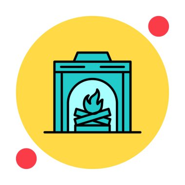 şömine simgesi vektör illüstrasyonu