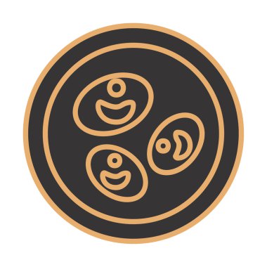 Bakteri petri kabı ve bakteri vektör simgesi 