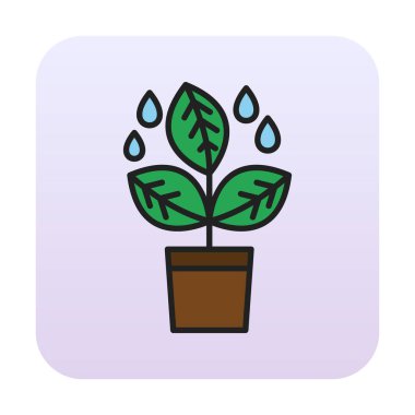 çömlek simgesine bitki, vektör illüstrasyonu 