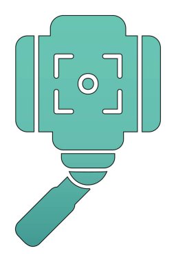 Akıllı telefon web simgesi, vektör illüstrasyonlu selfie çubuğu 