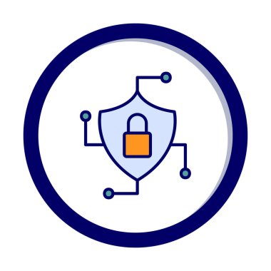 Asma kilit simgesi, vektör illüstrasyonlu güvenli kalkan