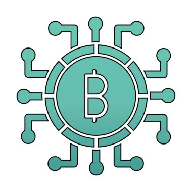 Bitcoin işareti, vektör illüstrasyonlu dijital para simgesi 
