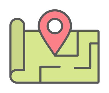 Konum iğnesi, vektör illüstrasyonlu harita simgesi