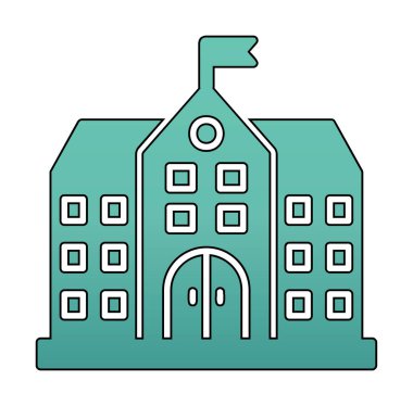 Üniversite binası ikonu. Düz renk tasarımı. vektör illüstrasyonu.                           