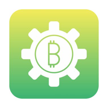 Bitcoin dişli çizgisi simgesi, vektör illüstrasyonu 