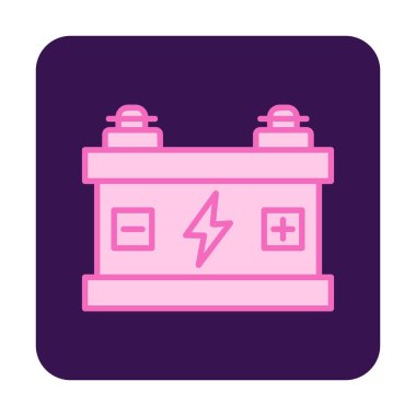 Araba aküsü simgesi. Ağ için Kataloglayıcı imza vektör simgesinin düz çizimi.