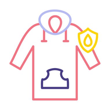 Su geçirmez kapüşonlu simge, vektör illüstrasyonu 