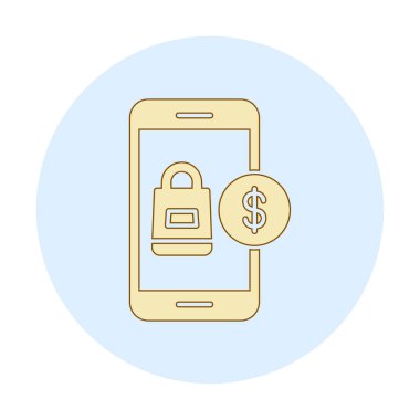 mobil bankacılık ve dolar simge vektörü 