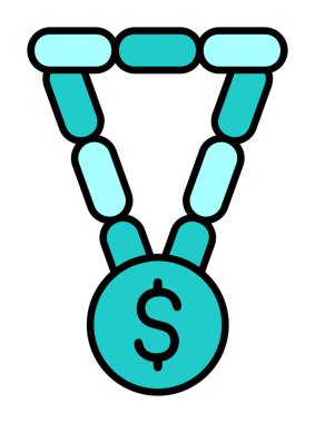 Dolar işaretli bilezik, vektör illüstrasyonu  