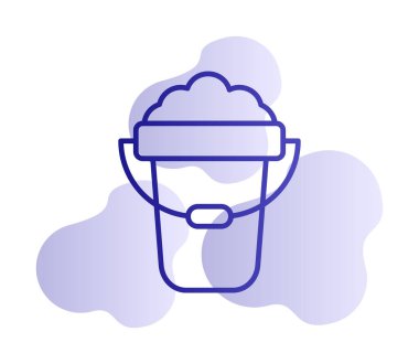 Köpük simgesi olan kova, vektör illüstrasyonu  